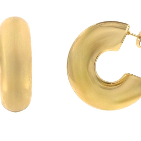 Chunky Open Gold Hoops 1.2" Non Tarnish Chunky Gold Hoops Earrings for Women - Picture 3 of 5